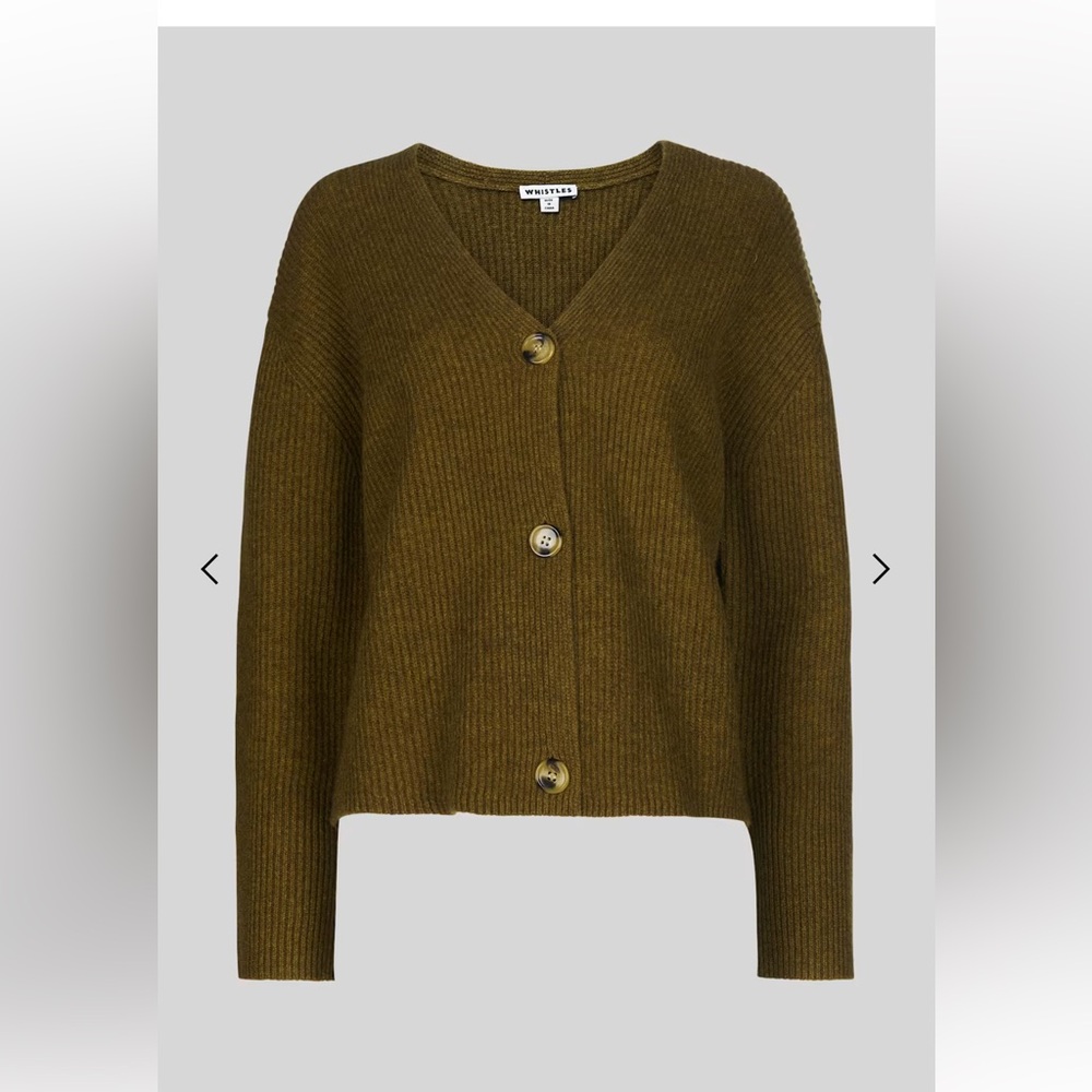 Whistles Chunky Ribbed Cardigan in Olive Size M